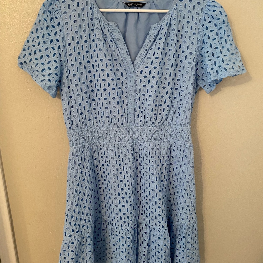 Sky Blue Eyelet Midi Dress